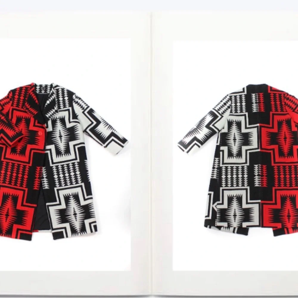 Rare Emme Studio Pendleton Red and Black Geometric Coat NWOT - Picture 3 of 16